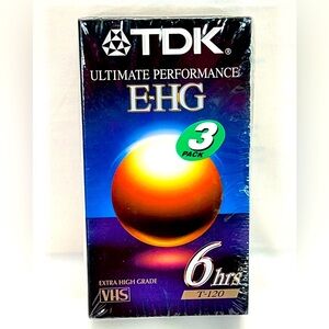 TDK Ultimate Performance EHG VHS Blank Tape 3-Pack‎ 6-hrs recording time NEW
